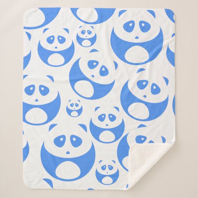 Kawaii Panda Baby Blue and White Pattern Sherpadecke (Vorderseite)