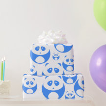Kawaii Panda Baby Blue und White Pattern