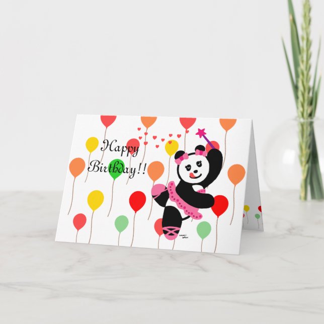 Kawaii Panda Ballet Dancer Erwägung Geburtstag Karte (Vorderseite)