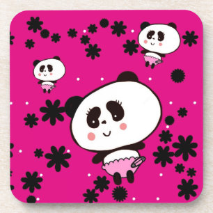 Kawaii Panda Bear Baby Girly Doodles von Leah G Untersetzer