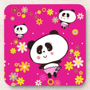 Kawaii Panda Bear Baby Girly Doodles von Leah G Untersetzer