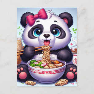 Kawaii Panda Bear Eating Ramen Postkarte