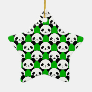 Kawaii Panda Bear Pattern Keramikornament