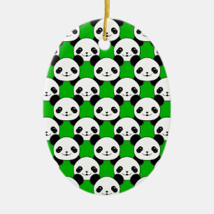 Kawaii Panda Bear Pattern Keramikornament