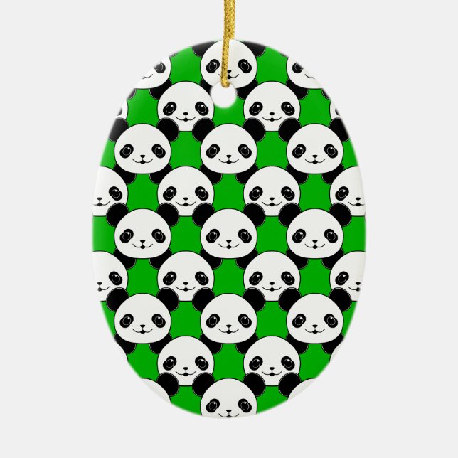 Kawaii Panda Bear Pattern Keramikornament (Vorne)