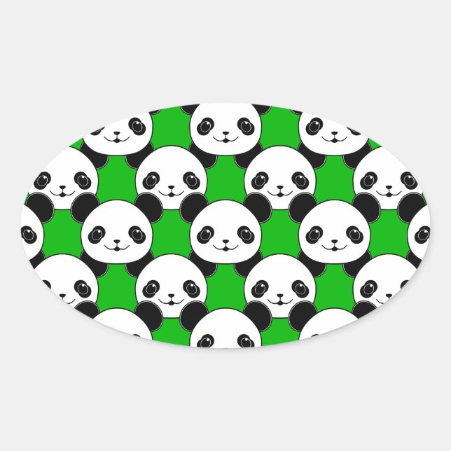 Kawaii Panda Bear Pattern Ovaler Aufkleber (Vorderseite)