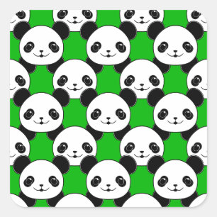 Kawaii Panda Bear Pattern Quadratischer Aufkleber