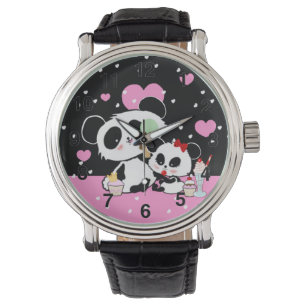 Kawaii Panda Bear Picnic Mutter Tochter von Leah G Armbanduhr