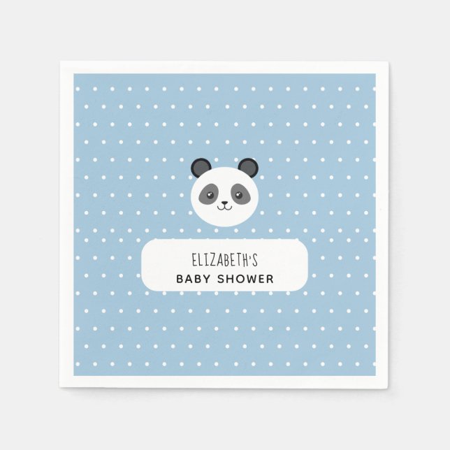 Kawaii Panda Blue Boy Baby Duschpolka Punkte Serviette (Vorderseite)