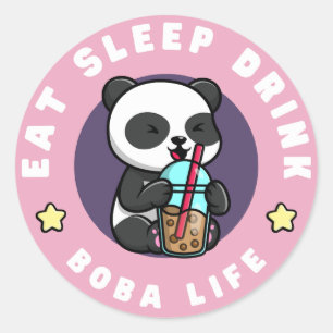 Kawaii Panda Boba Tea   Blase Tee Addict Runder Aufkleber