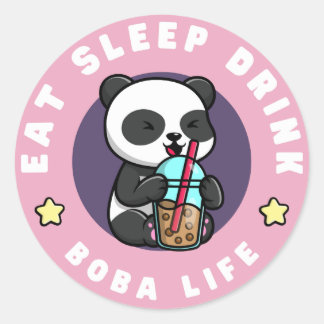 Kawaii Panda Boba Tea | Blase Tee Addict Runder Aufkleber