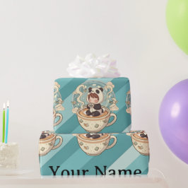 Kawaii Panda Coffee Gift Wrap Paper Geschenkpapier