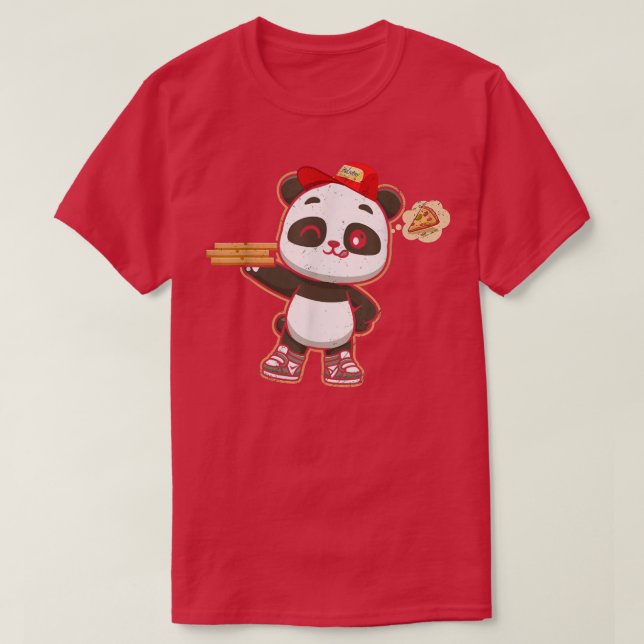Kawaii Panda Cute Animal Pizza Delivery Funny Pizz T-Shirt (Design vorne)