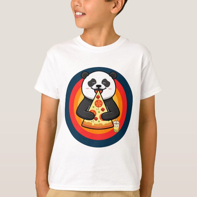 Kawaii Panda Eating Pizza Boba Tee (Vorderseite)