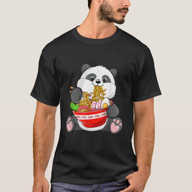 Kawaii Panda Eating Ra Noodles Otaku Anime Japanes T-Shirt (Vorderseite)