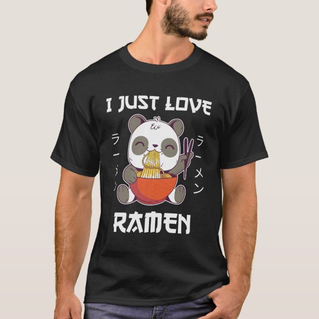 Kawaii Panda Eats Ra I Just Liebe Ra Japanischer S T-Shirt (Vorderseite)