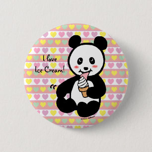Kawaii Panda-Eiscreme-Cartoon Button