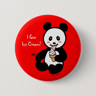 Kawaii Panda-Eiscreme-Cartoon Button