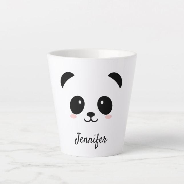Kawaii-Panda gegenüber personalisiert Milchtasse (Vorderseite)