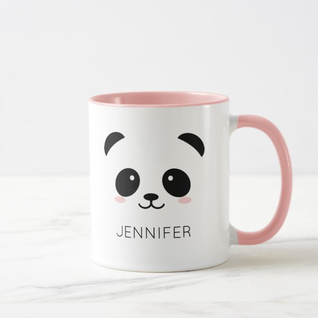 Kawaii Panda Gesicht personalisiert rosa Tasse (Rechts)