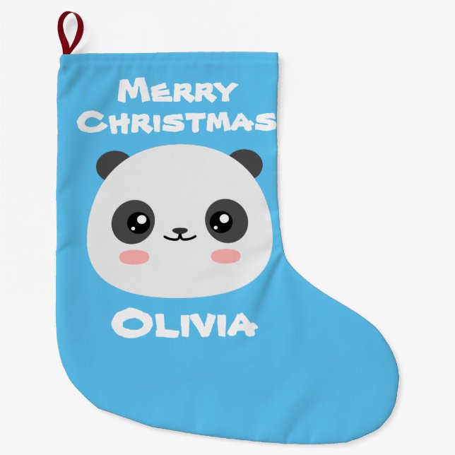 Kawaii Panda Großer Weihnachtsstrumpf (Vorderseite)
