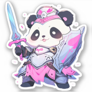 Kawaii Panda - Herz Heiliger Ritter Aufkleber