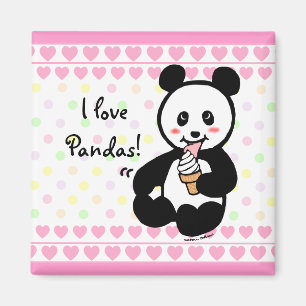 Kawaii Panda Ice Cream Cartoon Herz Magnet