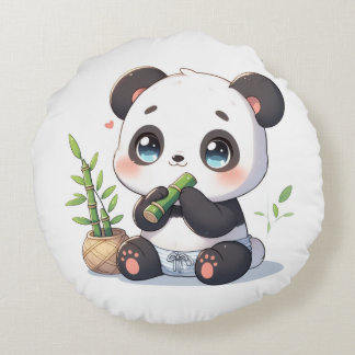 Kawaii-Panda-Kissen Rundes Kissen