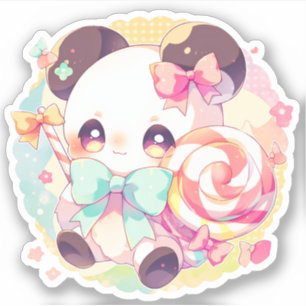 Kawaii Panda Lieben Lollipop Aufkleber