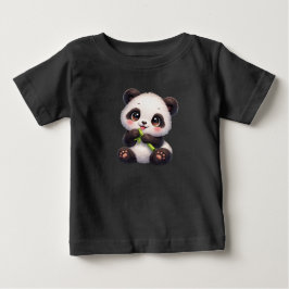 Kawaii Panda mit Bambus | Unisex-Kinder-Grafik-T-S Baby T-shirt
