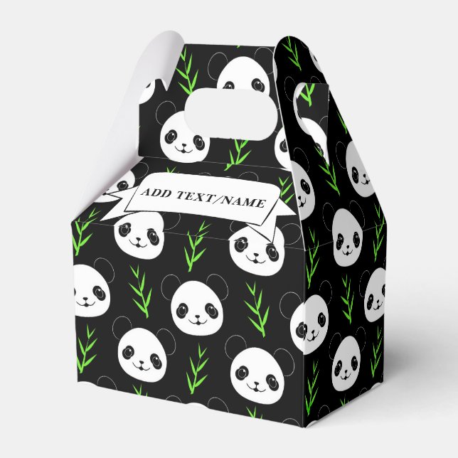 Kawaii Panda Muster Bamboo in Schwarz-weiß grün Geschenkschachtel (Rückseite)
