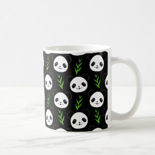 Kawaii Panda Muster Bamboo in Schwarz-weiß grün Kaffeetasse