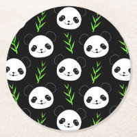 Kawaii Panda Muster Bamboo in Schwarz-weiß grün