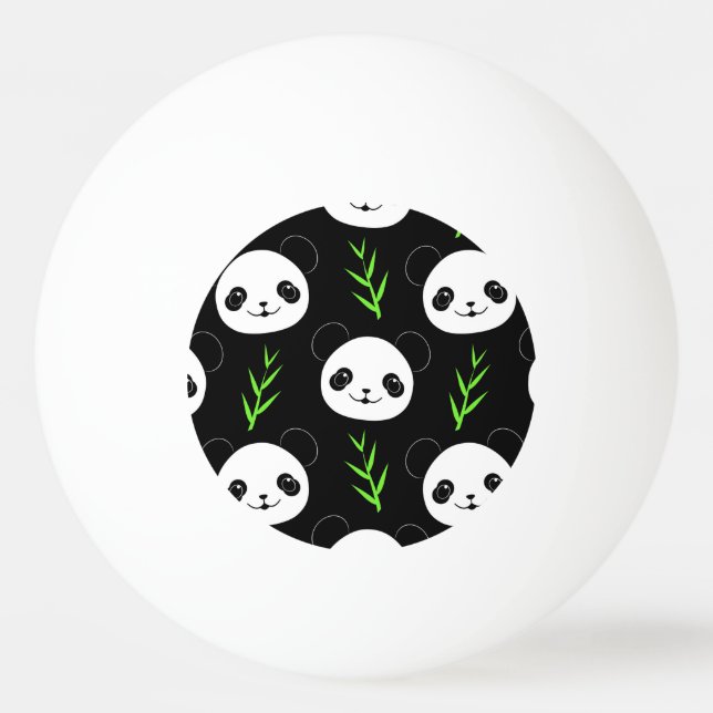 Kawaii Panda Muster Bamboo in Schwarz-weiß grün Tischtennisball (Vorderseite)