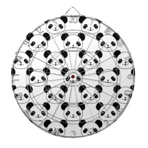 Kawaii-Panda-Muster in Schwarz und Weiß Dartscheibe