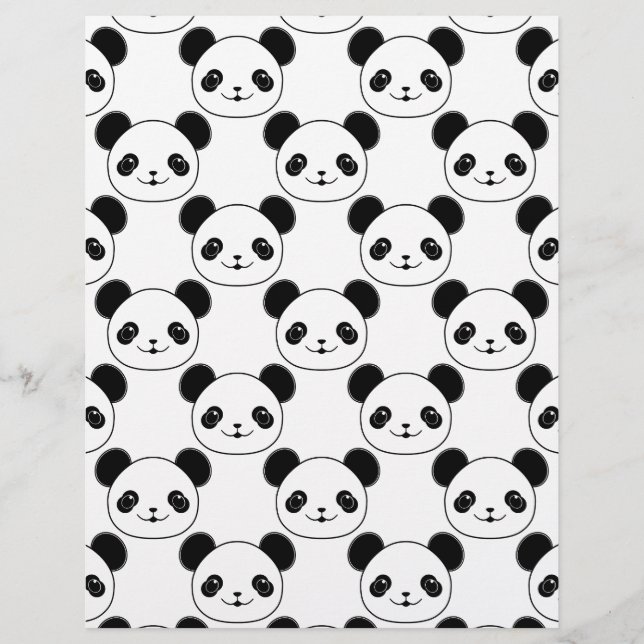 Kawaii Panda Muster in Schwarzweiß (Vorderseite)