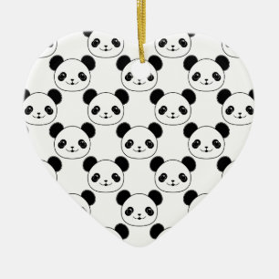 Kawaii Panda Muster in Schwarzweiß Keramik Ornament