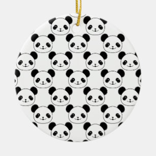 Kawaii Panda Muster in Schwarzweiß Keramik Ornament