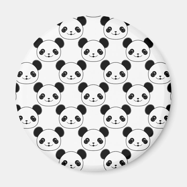 Kawaii Panda Muster in Schwarzweiß Magnet (Vorne)