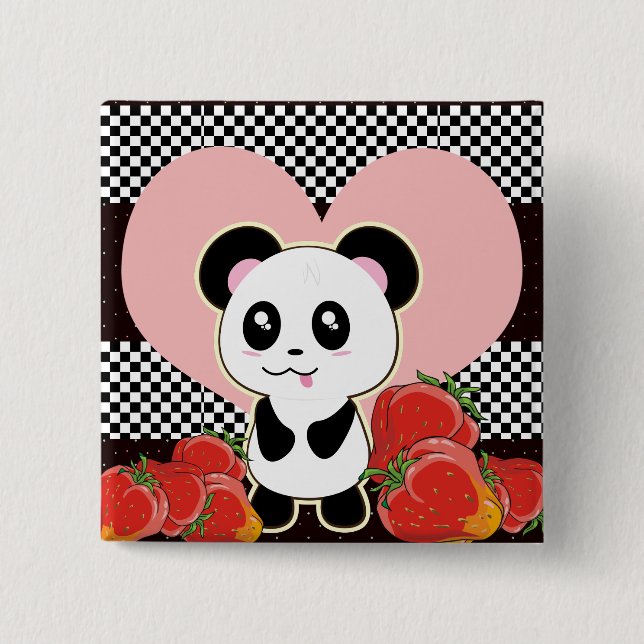 Kawaii Panda niedlich Button (Vorderseite)