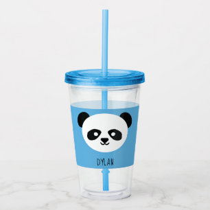 Kawaii Panda Niedlich Kids Blue Personalisiert Acryltrinkbecher