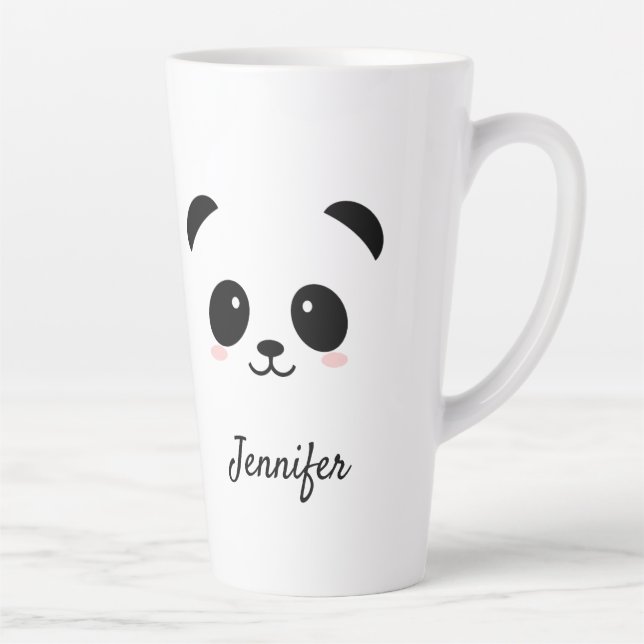 Kawaii Panda niedlich Schwarz-weiß personalisiert Milchtasse (Rechts)