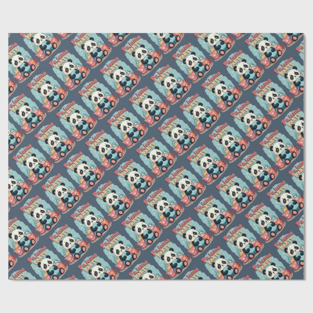 Kawaii Panda Pajama Party Cosy Sleepover Ästhetik Geschenkpapier (Flach)