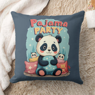 Kawaii Panda Pajama Party Cosy Sleepover Ästhetik Kissen