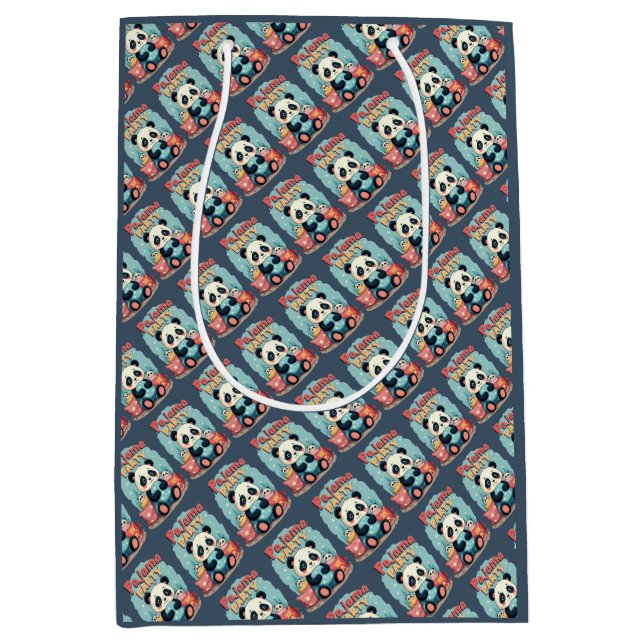 Kawaii Panda Pajama Party Cosy Sleepover Ästhetik Mittlere Geschenktüte (Vorderseite)