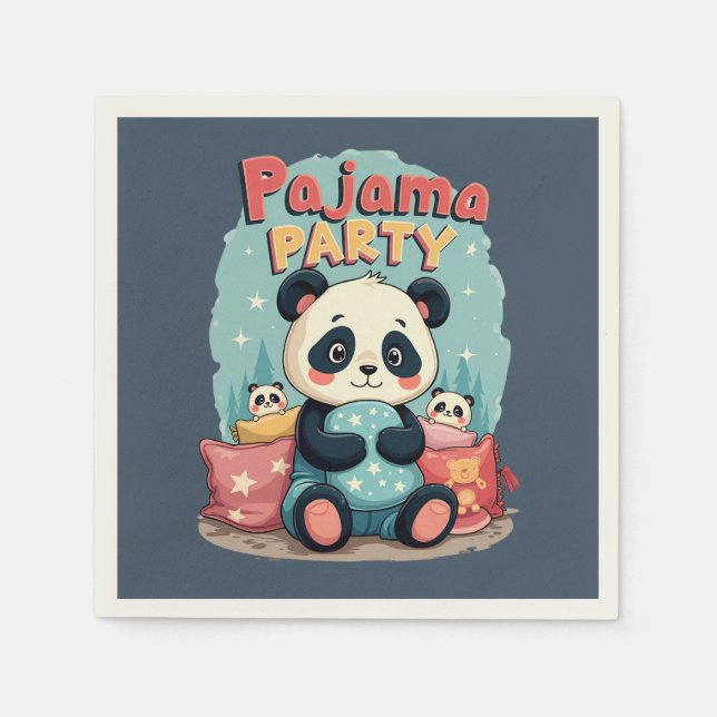 Kawaii Panda Pajama Party Cosy Sleepover Ästhetik Serviette (Vorderseite)