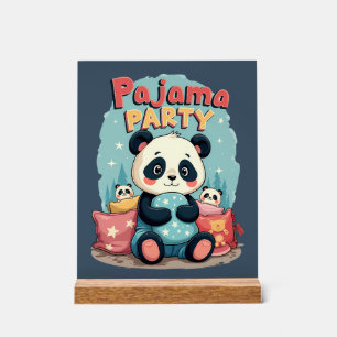 Kawaii-Panda-Pyjama-Party-Gemütliche-Schlafparty-Ä Acrylschild