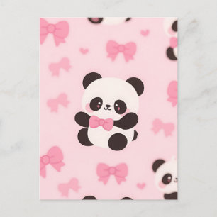 Kawaii Panda Rosa Schleife Muster Postkarte