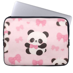 Kawaii Panda Rosa Schleifenmuster Laptopschutzhülle