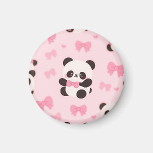 Kawaii Panda Rosa Schleifenmuster Magnet